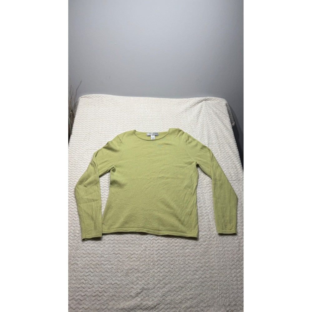 Sutton Studio Womens XL Lime Green 100% Merino Wool Long Sleeve Crew Sweater